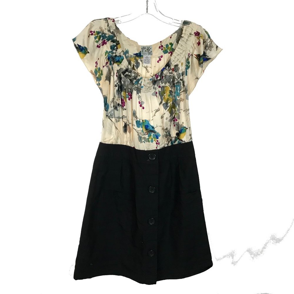 Womens Size 10 Anthropologie Tabitha Birds and Flower Silk Top A-Line Dress